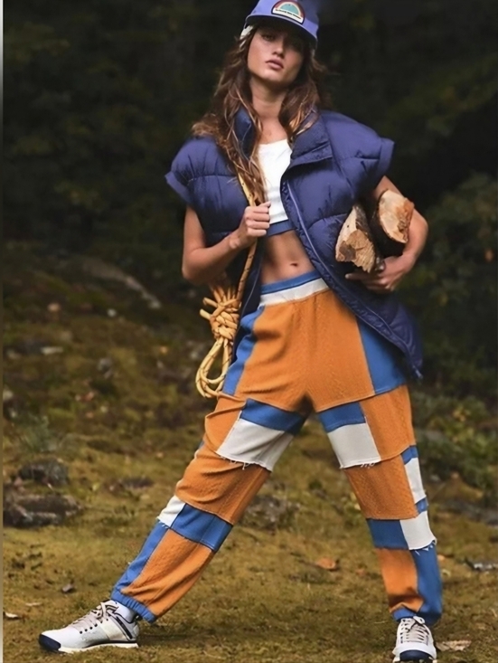 FP Movement by Free People Pants - FP Movement Free People Making It Patchwork Joggers Blue Orange S